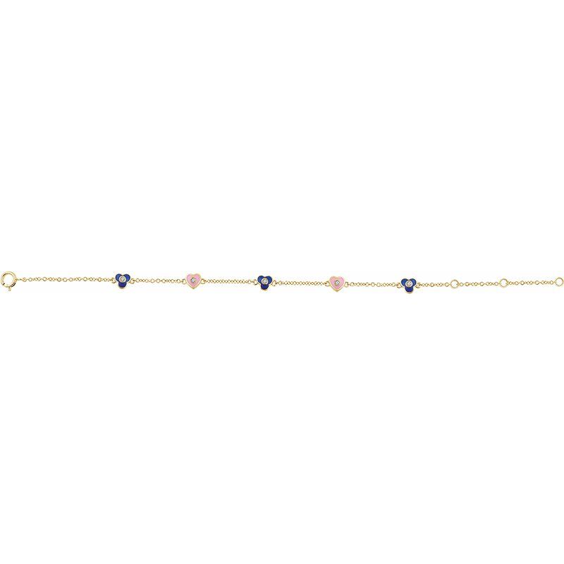 14K Yellow Gold & Diamond Flower/Heart Bracelet