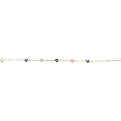 14K Yellow Gold & Diamond Flower/Heart Bracelet