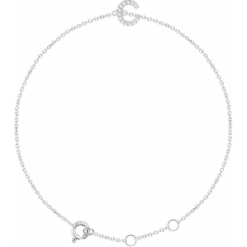 14K Gold & Diamond Personalized Initial Bracelet