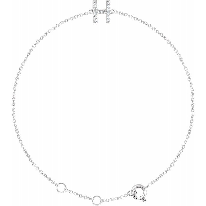 14K Gold & Diamond Personalized Initial Bracelet
