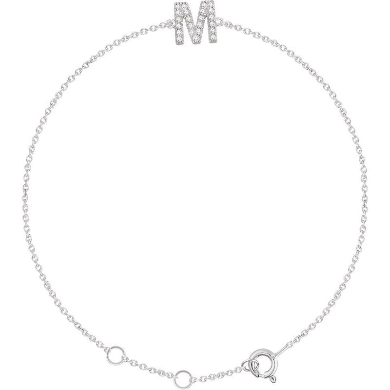 14K Gold & Diamond Personalized Initial Bracelet