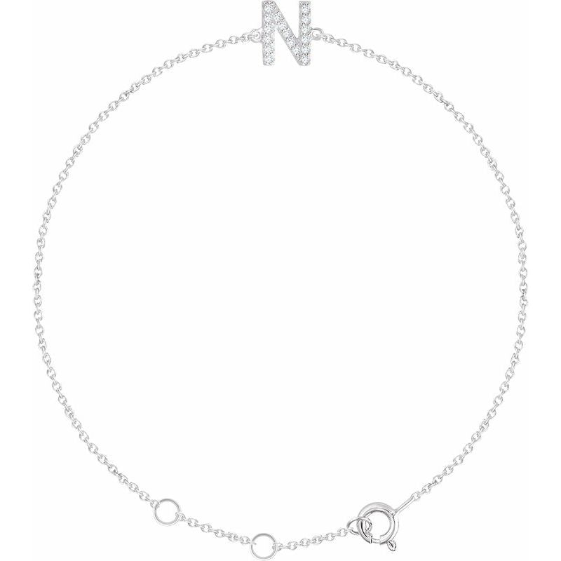14K Gold & Diamond Personalized Initial Bracelet