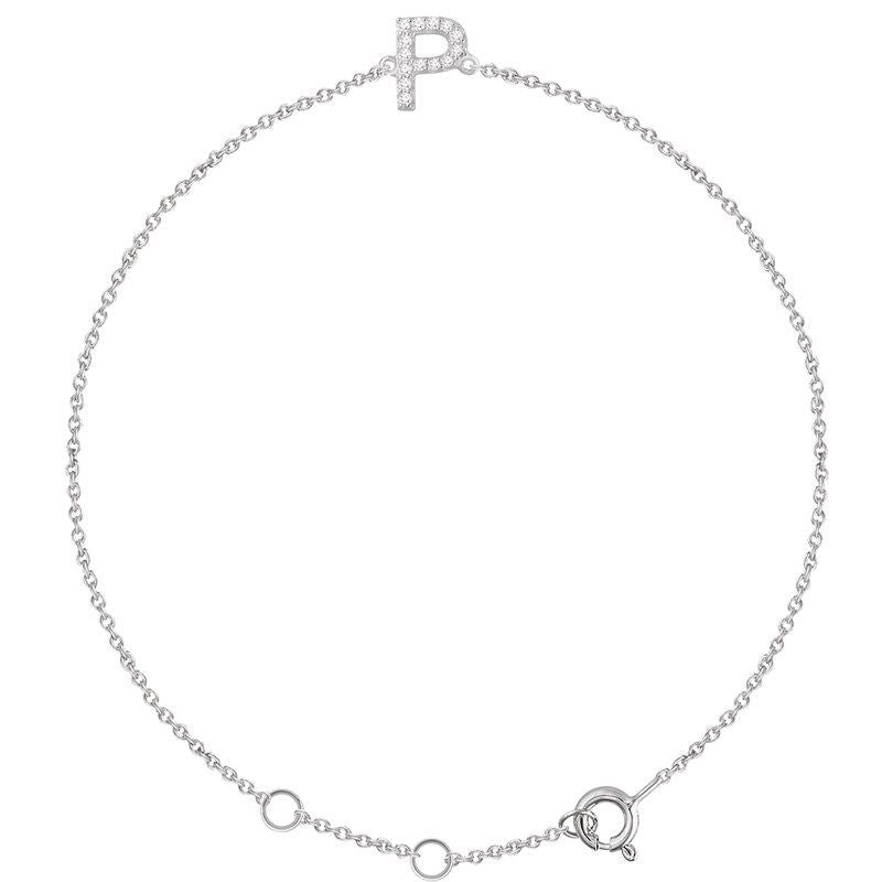 14K Gold & Diamond Personalized Initial Bracelet