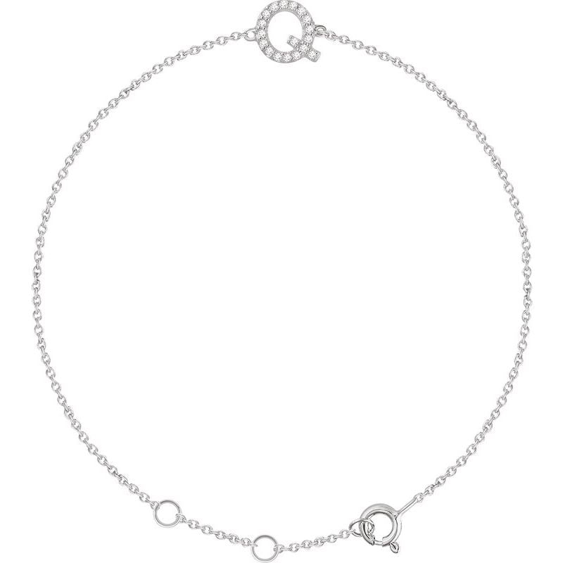 14K Gold & Diamond Personalized Initial Bracelet