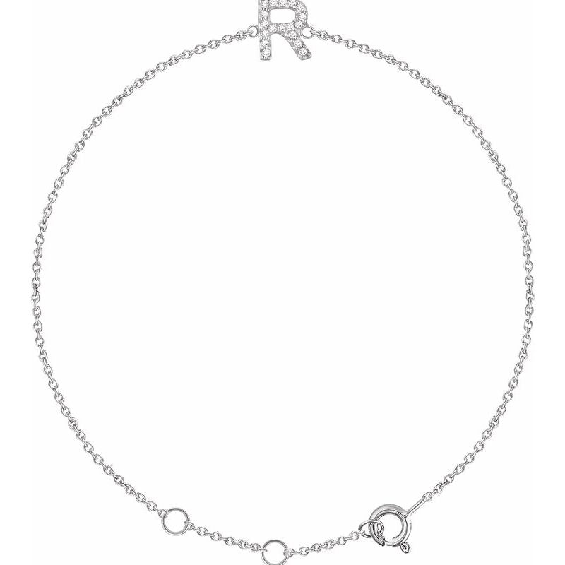 14K Gold & Diamond Personalized Initial Bracelet