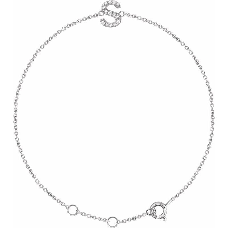 14K Gold & Diamond Personalized Initial Bracelet
