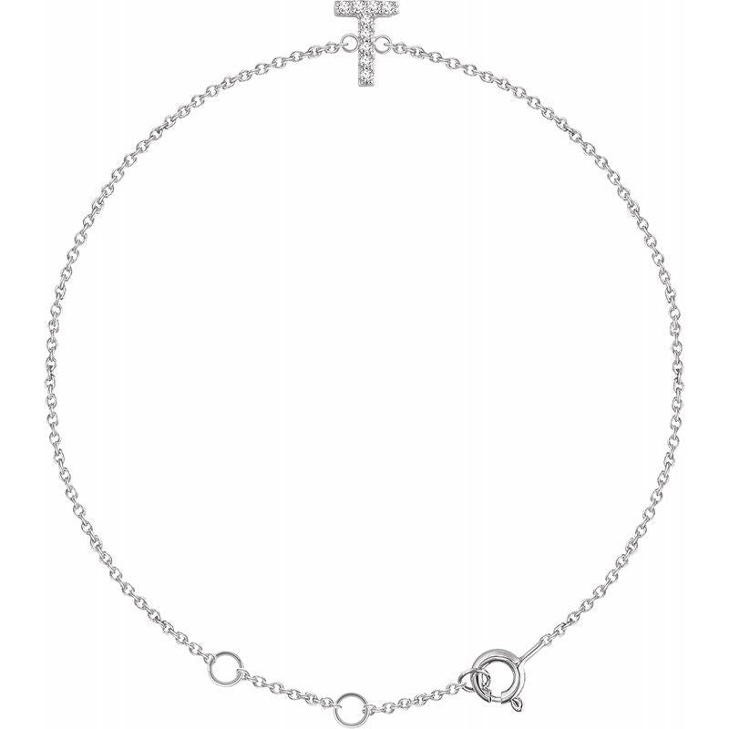 14K Gold & Diamond Personalized Initial Bracelet
