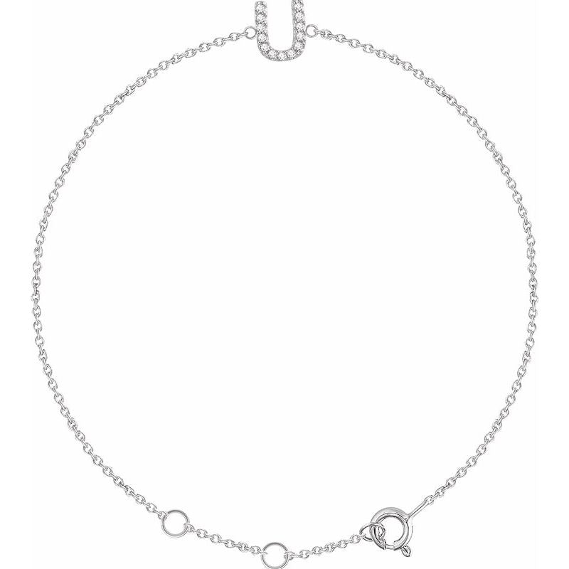 14K Gold & Diamond Personalized Initial Bracelet