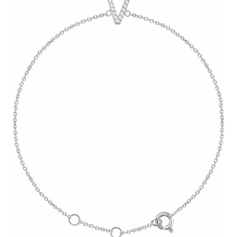 14K Gold & Diamond Personalized Initial Bracelet
