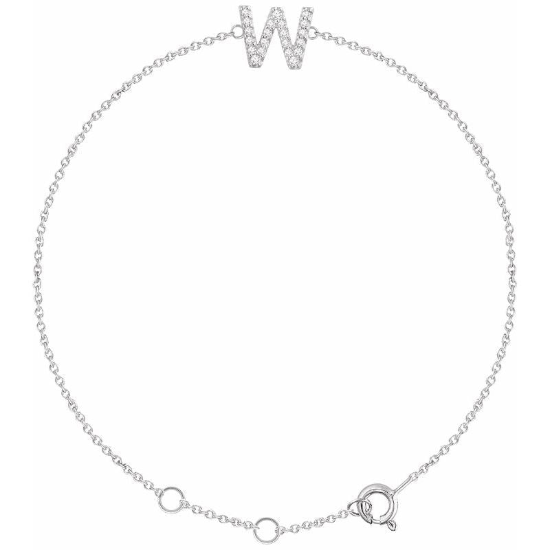 14K Gold & Diamond Personalized Initial Bracelet