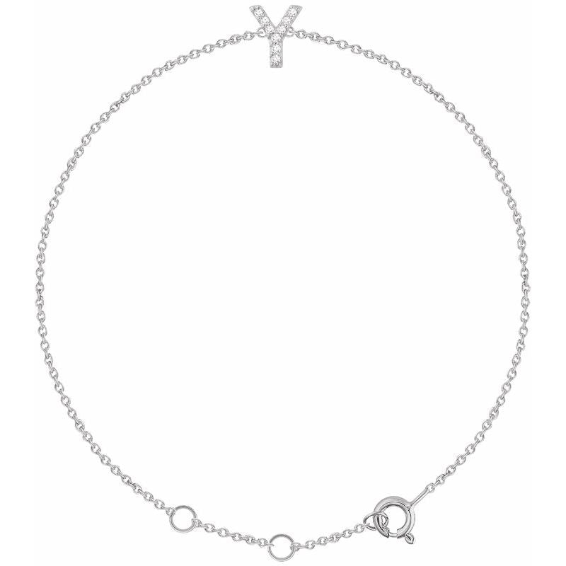 14K Gold & Diamond Personalized Initial Bracelet