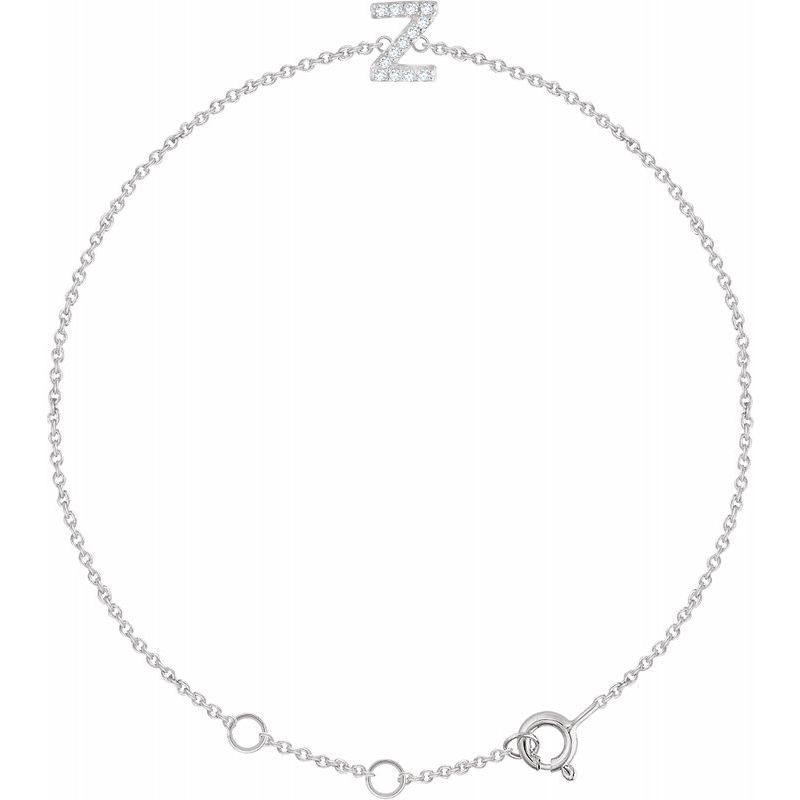 14K Gold & Diamond Personalized Initial Bracelet