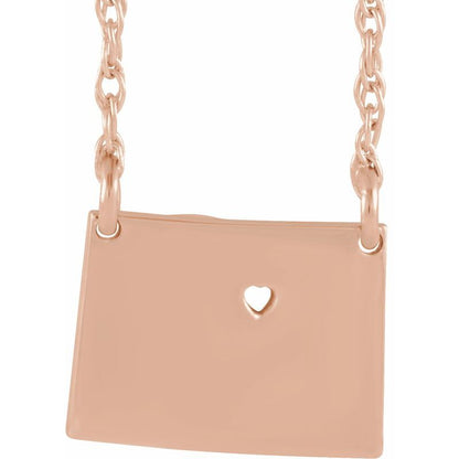 14K Gold State with Heart City Necklace