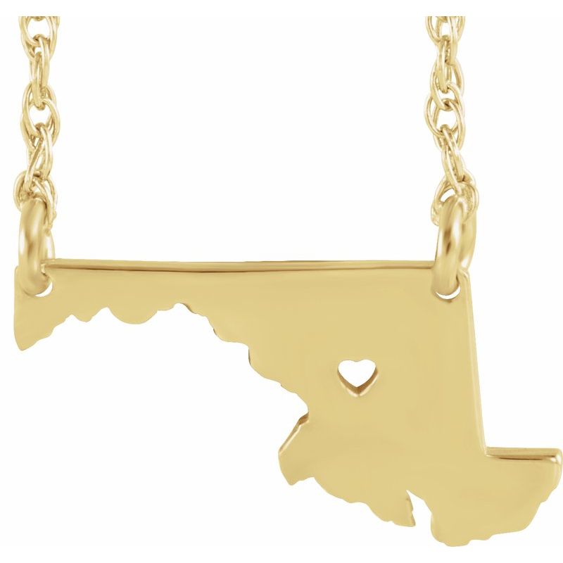 14K Gold State with Heart City Necklace