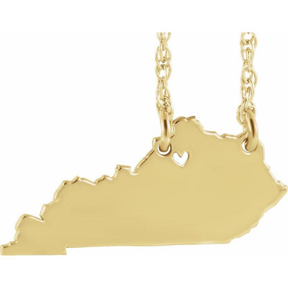 14K Gold State with Heart City Necklace