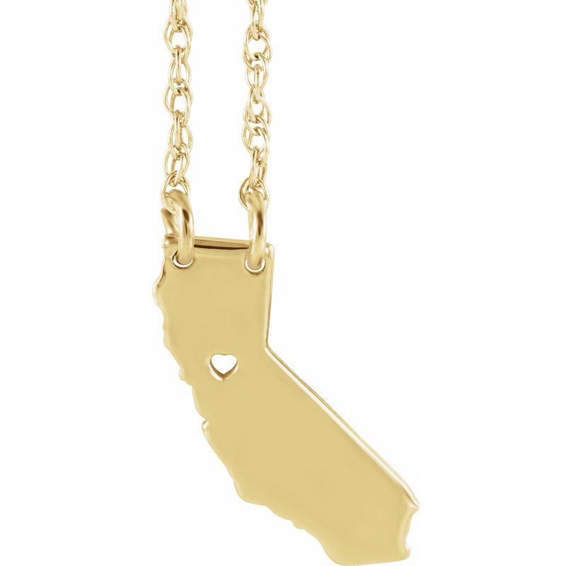 14K Gold State with Heart City Necklace