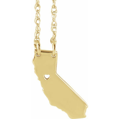 14K Gold State with Heart City Necklace