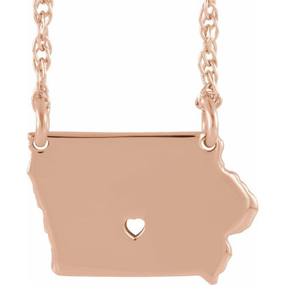 14K Gold State with Heart City Necklace