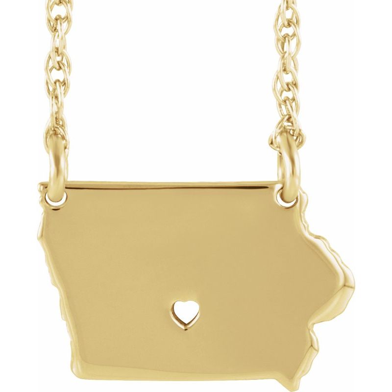 14K Gold State with Heart City Necklace