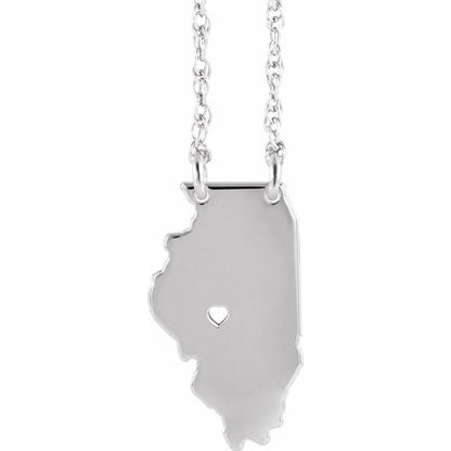 14K Gold State with Heart City Necklace