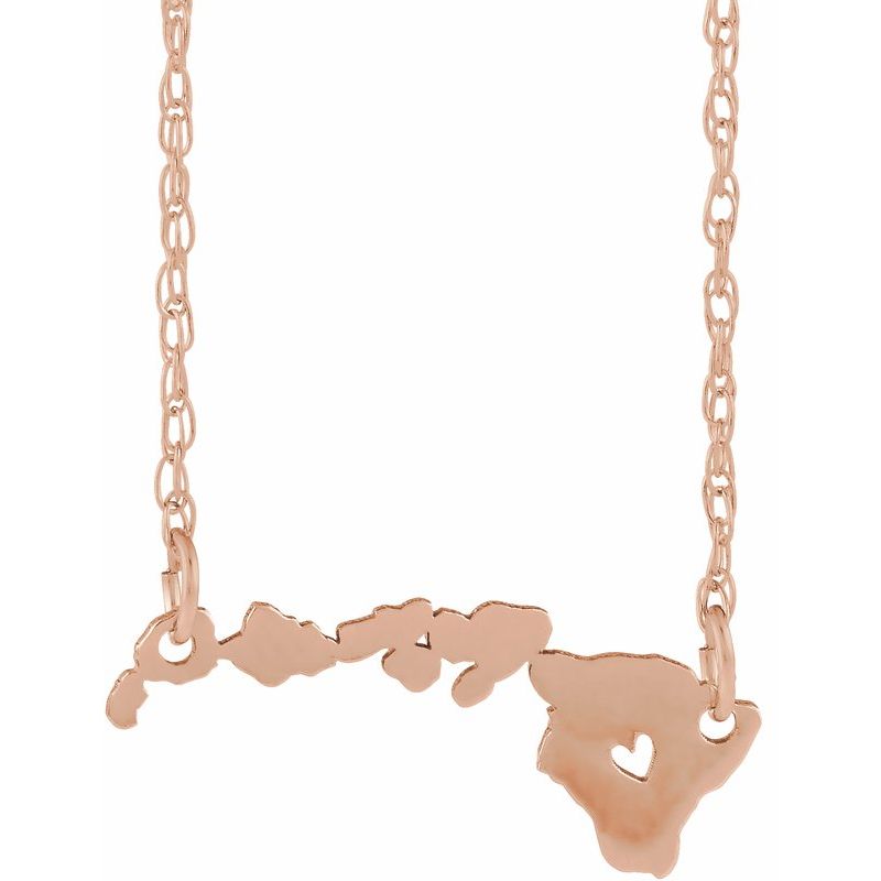 14K Gold State with Heart City Necklace