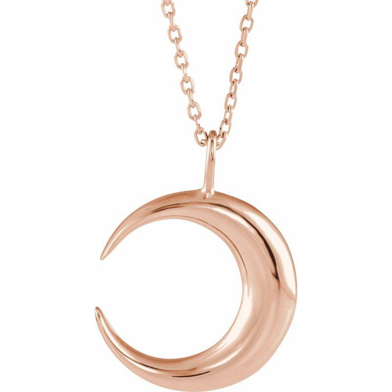 14K Gold Crescent Moon 16-18" Necklace