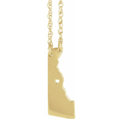 14K Gold State with Heart City Necklace