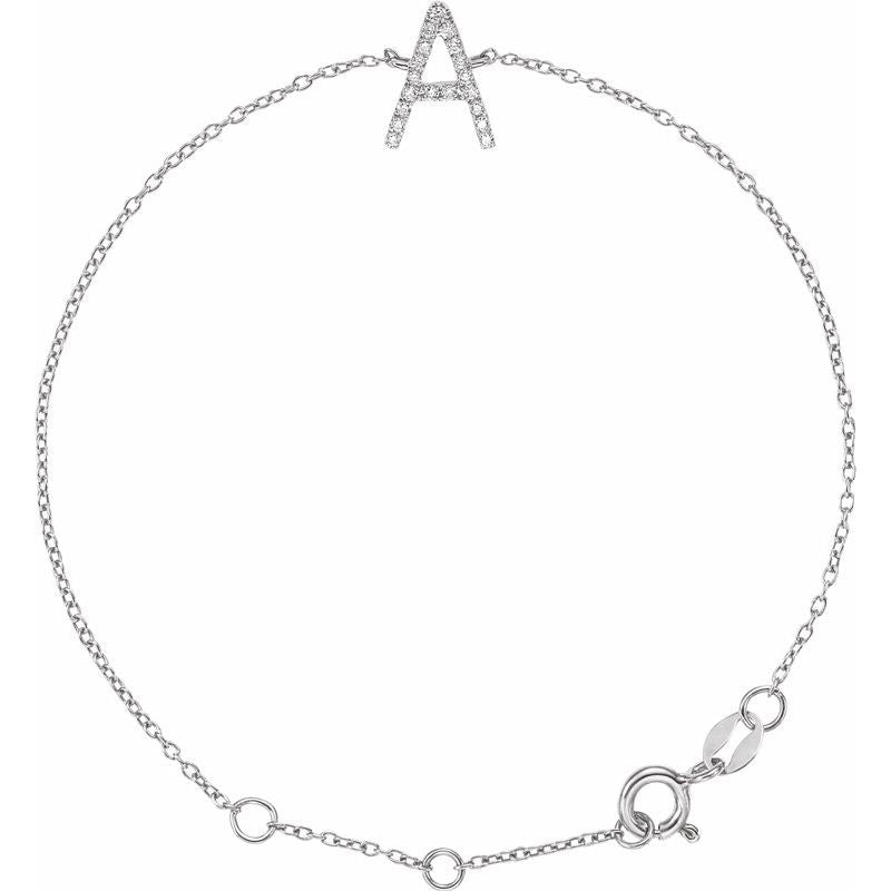 14K Gold & Diamond Personalized Initial Bracelet