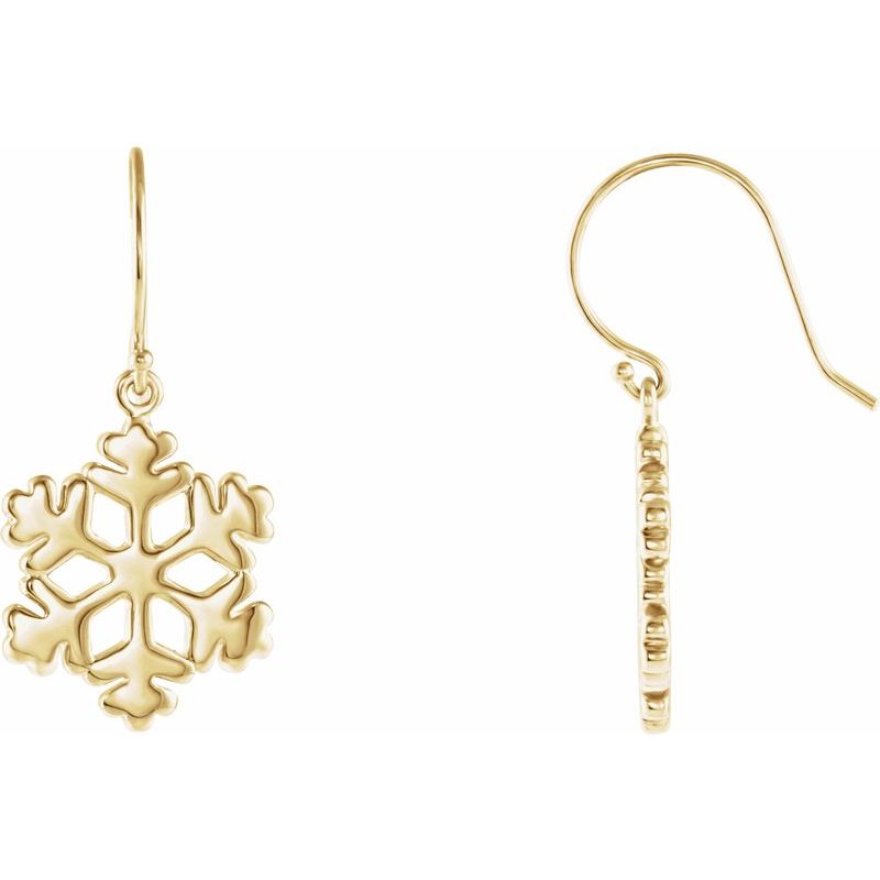 14K Gold 19.75x15 mm Petite Snowflake Earrings