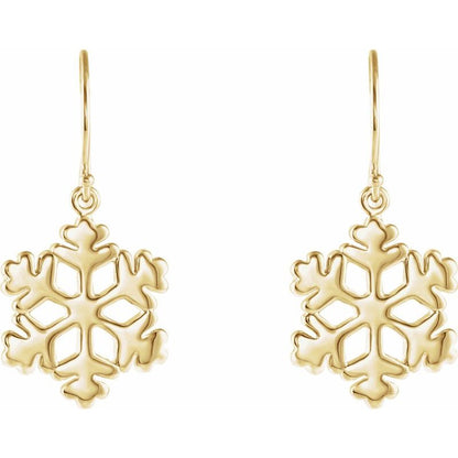 14K Gold  Petite Snowflake Earrings