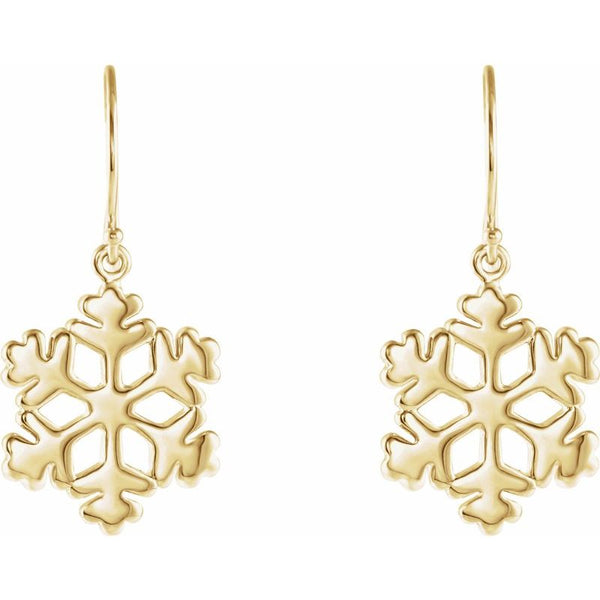 14K Gold 19.75x15 mm Petite Snowflake Earrings
