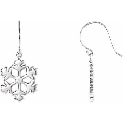 14K Gold  Petite Snowflake Earrings