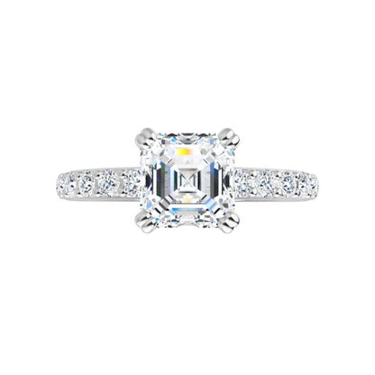 14K Gold Asscher Engagement Ring