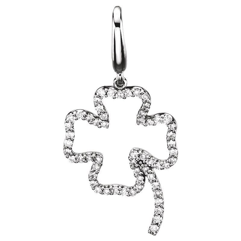 14K White Diamond Clover charm