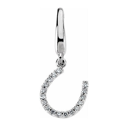 14K White Diamond Horseshoe Charm