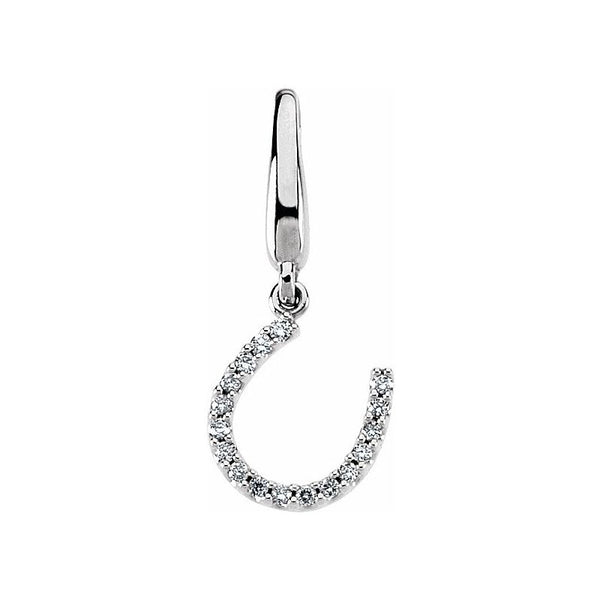 14K White Diamond Horseshoe Charm