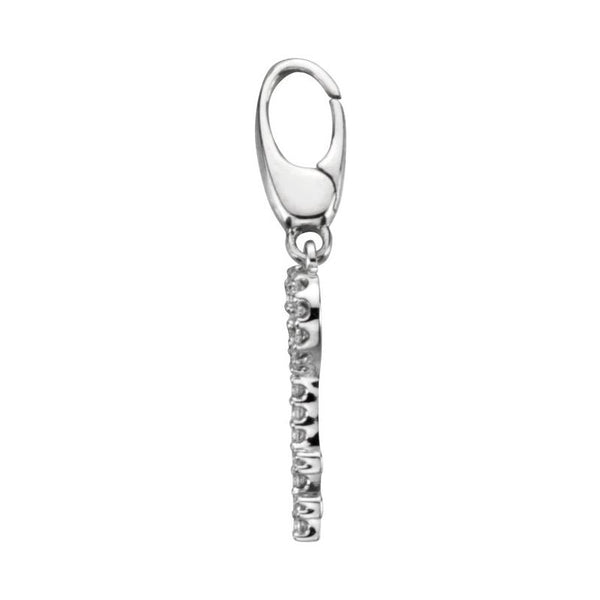 14K White Heart & Key 1/8 CTW Diamond Charm