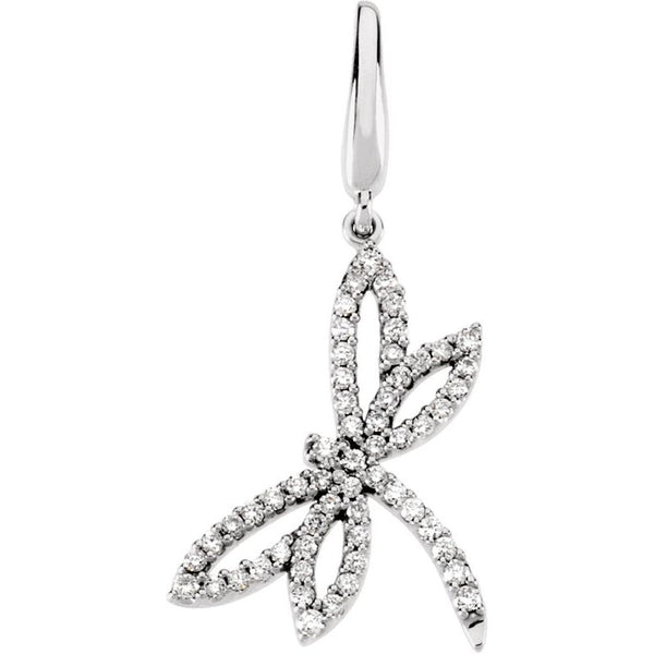 14K White 1/3 CTW Diamond Dragonfly Charm