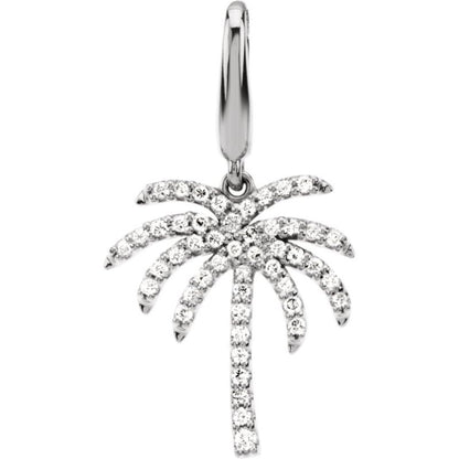 14K White Diamond Palm Tree Charm