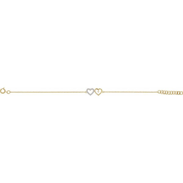 10K Gold and Diamond Double Heart Bracelet