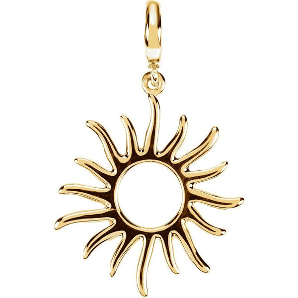 14K Solid Gold Cute Sun Charm