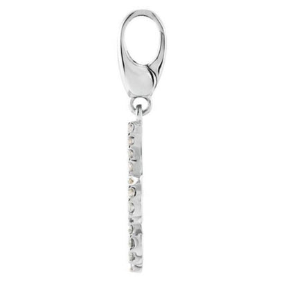 14K White Fleur De Lis Diamond Charm
