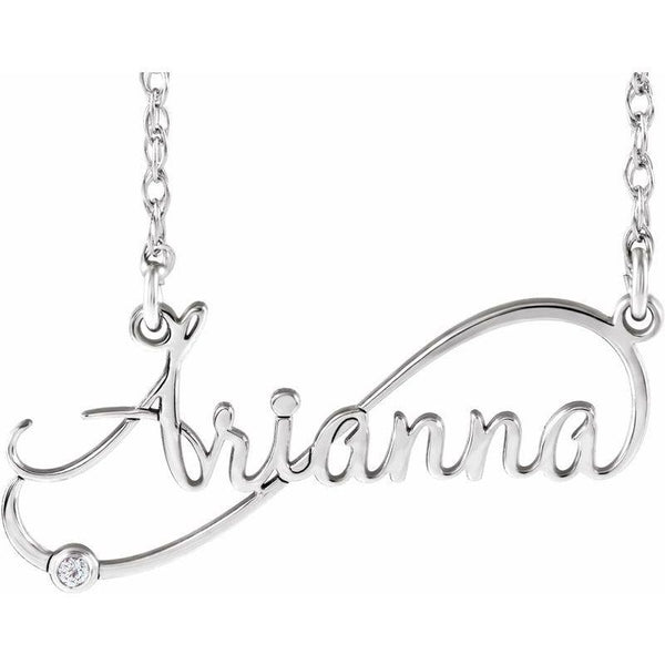 14K Gold Diamond Infinity-Inspired Script Nameplate Necklace