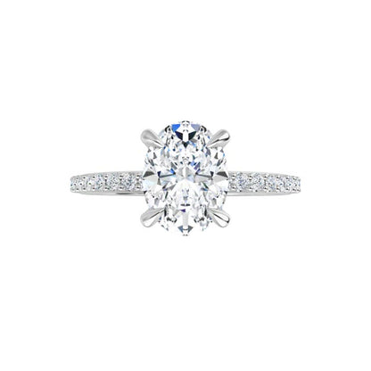 14K Gold Oval Accented Engagement Ring