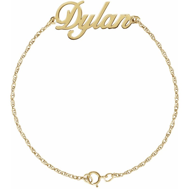 14K Gold Script Personalized Nameplate Bracelet