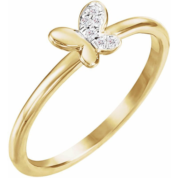 14K Gold Diamond Butterfly Youth Ring