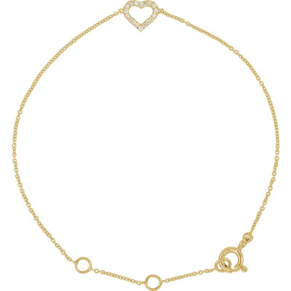 14K Gold .06 CTW Diamond Heart Bracelet