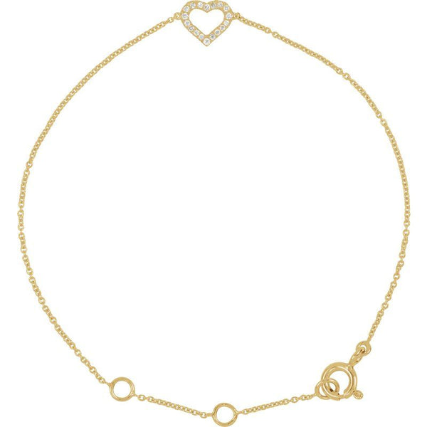 14K Gold and Diamond Heart Bracelet