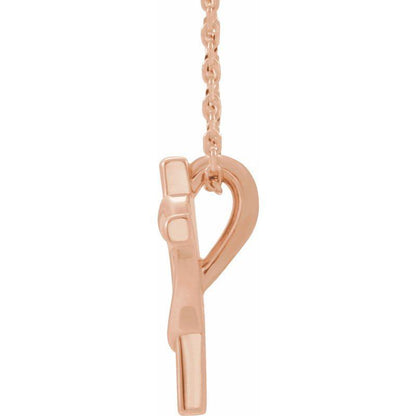 14K Gold Youth Cross with Heart 15" Necklace