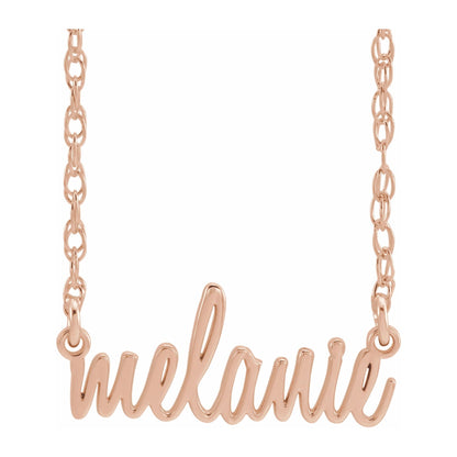 14K Gold Script Nameplate Necklace